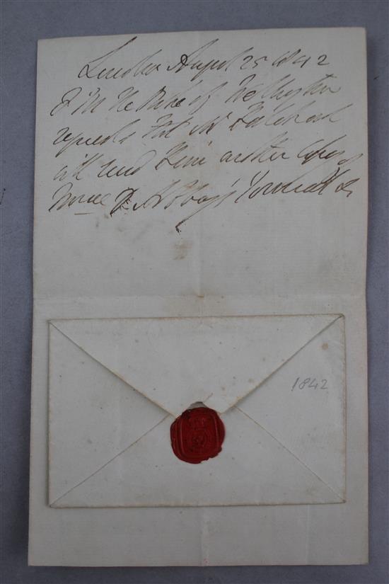 Wellington, Duke of - A handwritten letter to Hatchards,